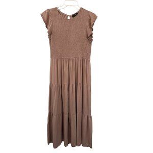 Zesica Smocked Midi Dress Womens M Used Brown Cottagecore